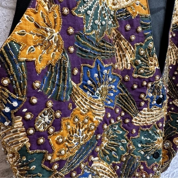 BALI Rama design beaded colorful vest large retro 20s‎ - Picture 3 of 7